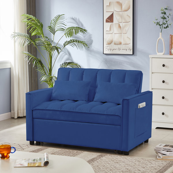 Latitude Run® Blue Velvet Loveseat Sofa Bed Wayfair